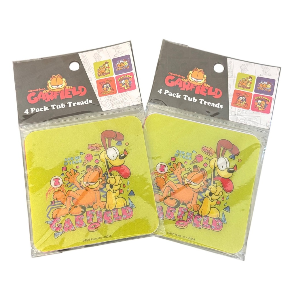 Nickelodeon | Garfield | 4 Pc Tub Treads | Non-Slip Bath Stickers | 2 Pcs | NEW
